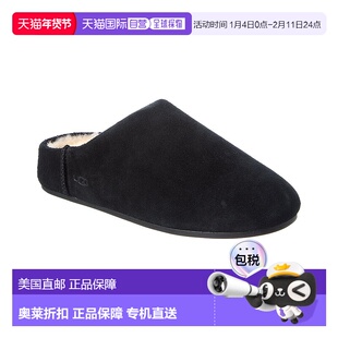 自营UGG Elea Suede Slipper - Black 半拖鞋美国奥莱直发拖鞋