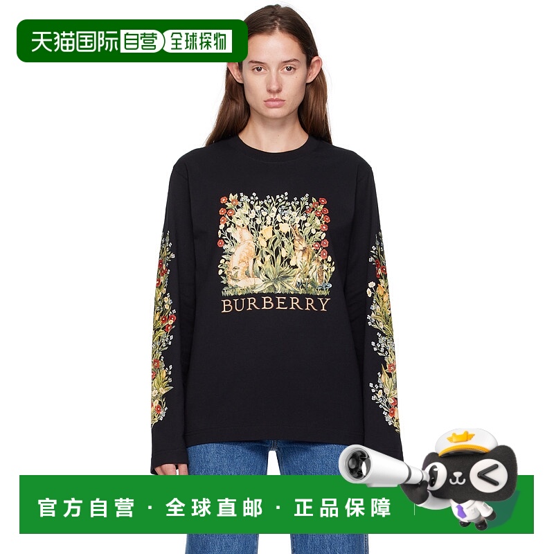 1h可退 香港直邮潮奢 Burberry 巴宝莉 女士 黑色 Long-Sleeve Fo