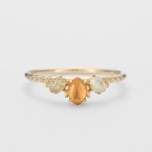 Agete阿卡朵 K10多石戒指 金色 11号 10241111041