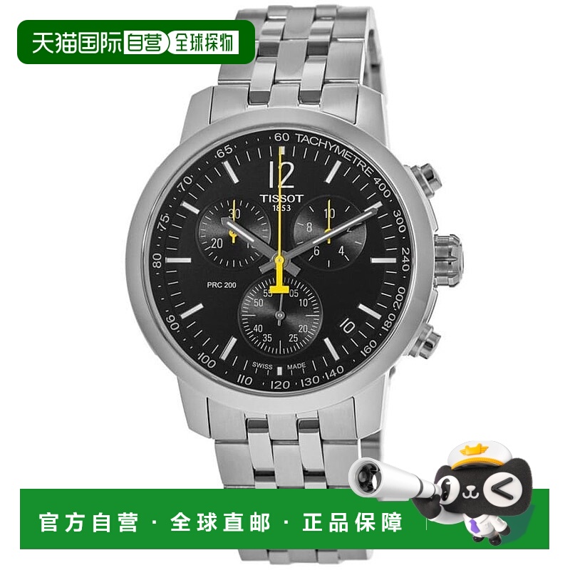自营Tissot PRC 200 Quartz Chronograph Black Dial Stainless S