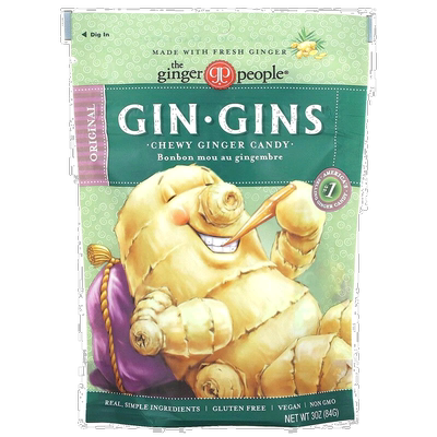 香港直发The Ginger People姜糖84克耐嚼姜糖原味全素