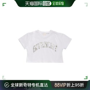 女童 香港直邮潮奢 纪梵希 棉质平纹针织T恤童 Givenchy Logo短款