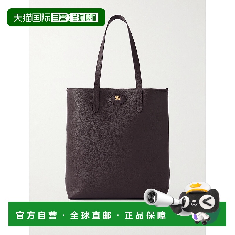 香港直邮Burberry 巴宝莉 男士 双面全粒面皮革格纹帆布手提包 81