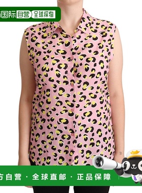自营 Love Moschino 豹纹无袖 Colla Polo 女式上衣 - 粉色 美国