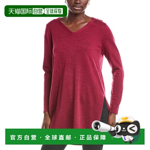 粉红色 自营 费舍尔V领束腰羊毛毛衣 fisher艾琳 美国奥莱 eileen