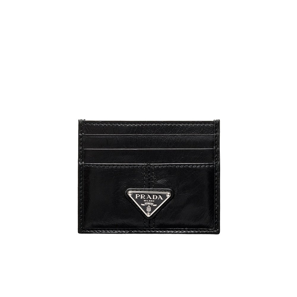 PRADA 男士钱包 2MC0252CX7F0002 SS2025 黑色 徽标卡夹