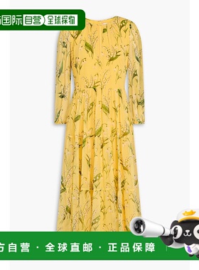 香港直邮CAROLINA HERRERA 女士 印花真丝乔其纱中长连衣裙 11N50