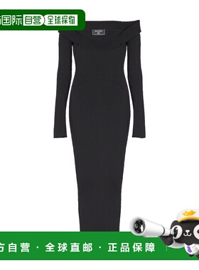 香港直邮BALMAIN 女士连衣裙 EF1RL109KH820PA SS2025 黑色 露肩