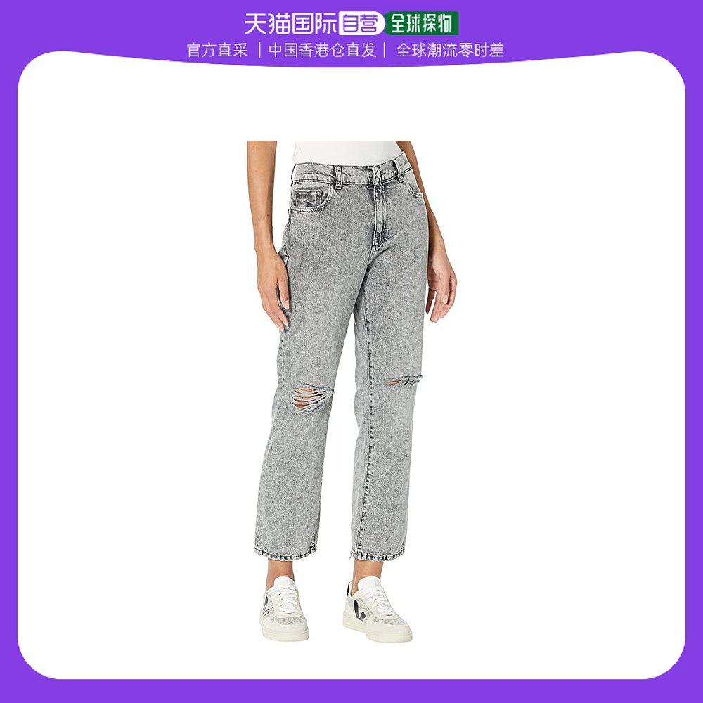 香港直邮潮奢 dl1961 女士patti 高腰复古及踝白垩色磨破直筒裤