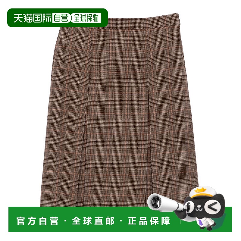 1h可退 香港直邮Saint Laurent 圣罗兰 女士 刺绣羊毛混纺半身裙