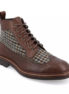 美国直邮Taft 波士顿长翼靴 男士时装靴 巧克力色 真皮 舒适耐用