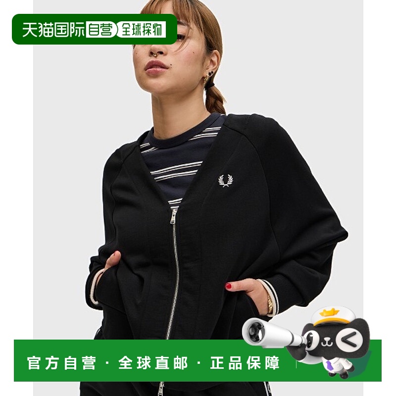 1h可退 日本直邮FRED PERRY 女士 棉质V领双拉链宽松开衫外套 G11