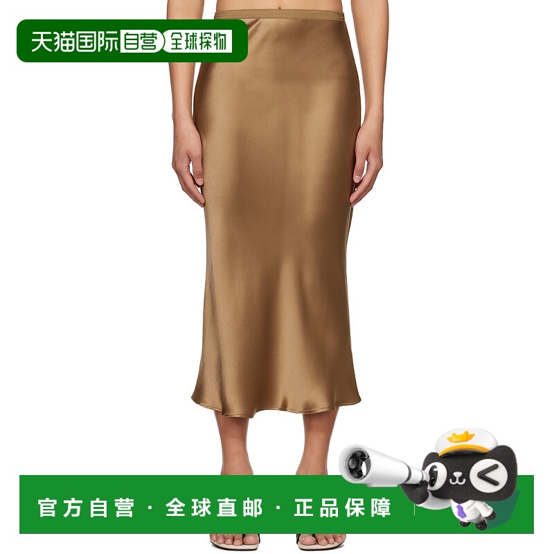 1h可退 香港直邮潮奢 ANINE BING 女士 黄褐色 Bar Silk 半身裙 A
