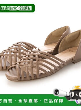 【日本直邮】Menuemenue圆头平底交叉针织凉鞋(1034Greigepu时装