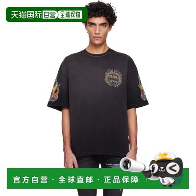 香港直邮AMIRI 男士 黑色 MA Flames Oversized T 恤 AMTOJR1111