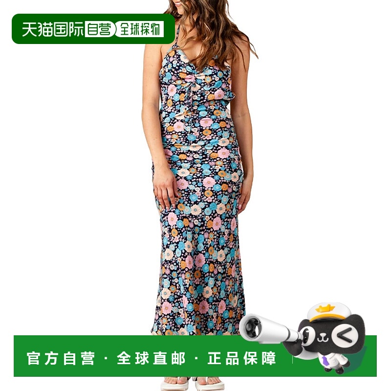 自营 lucca小苍兰印花海军花长裙-海军花 美国奥莱直发服饰连衣裙