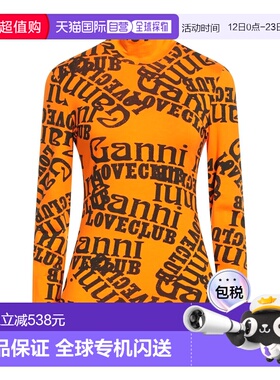 1h可退 香港直邮GANNI 甘尼 女士 T恤 orange橙色 舒适时尚