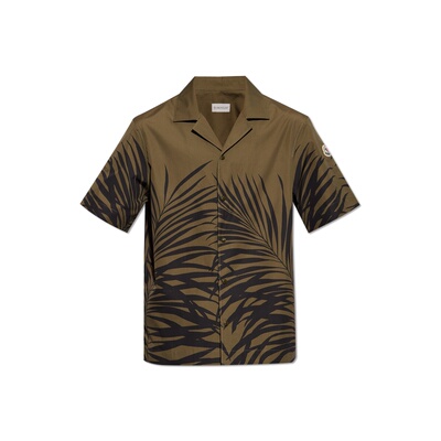 MONCLER 男士衬衫 J10912F00006597M1S89 CO 绿色 印花短袖衬衫
