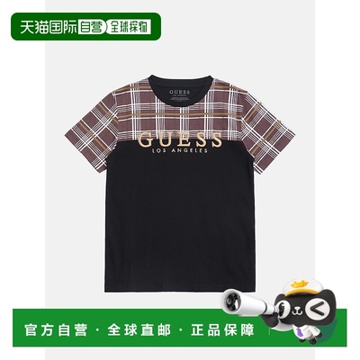 自营guessDavion Plaid Tee (7-16) - black 美国奥莱直发