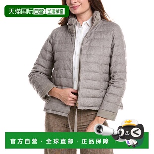 美国奥莱直发夹克 灰色 自营 HERNO丝绸和羊绒混纺绗缝羽绒服