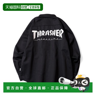 1h可退 日本直邮THRASHER男女同款宽松长袖斜纹工装衬衫半拉链设
