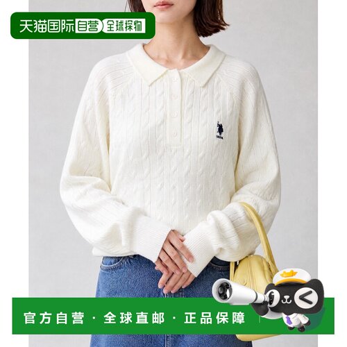 U.S. POLO ASSN. 女士 刺绣标志麻花针织Polo衫 k【付后1h可退】