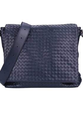 Bottega Veneta 葆蝶家 男士深蓝色牛皮编织邮差