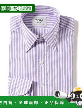 1h可退 日本直邮Drake's 男士拉维达色伦敦条纹常规领衬衫 211106
