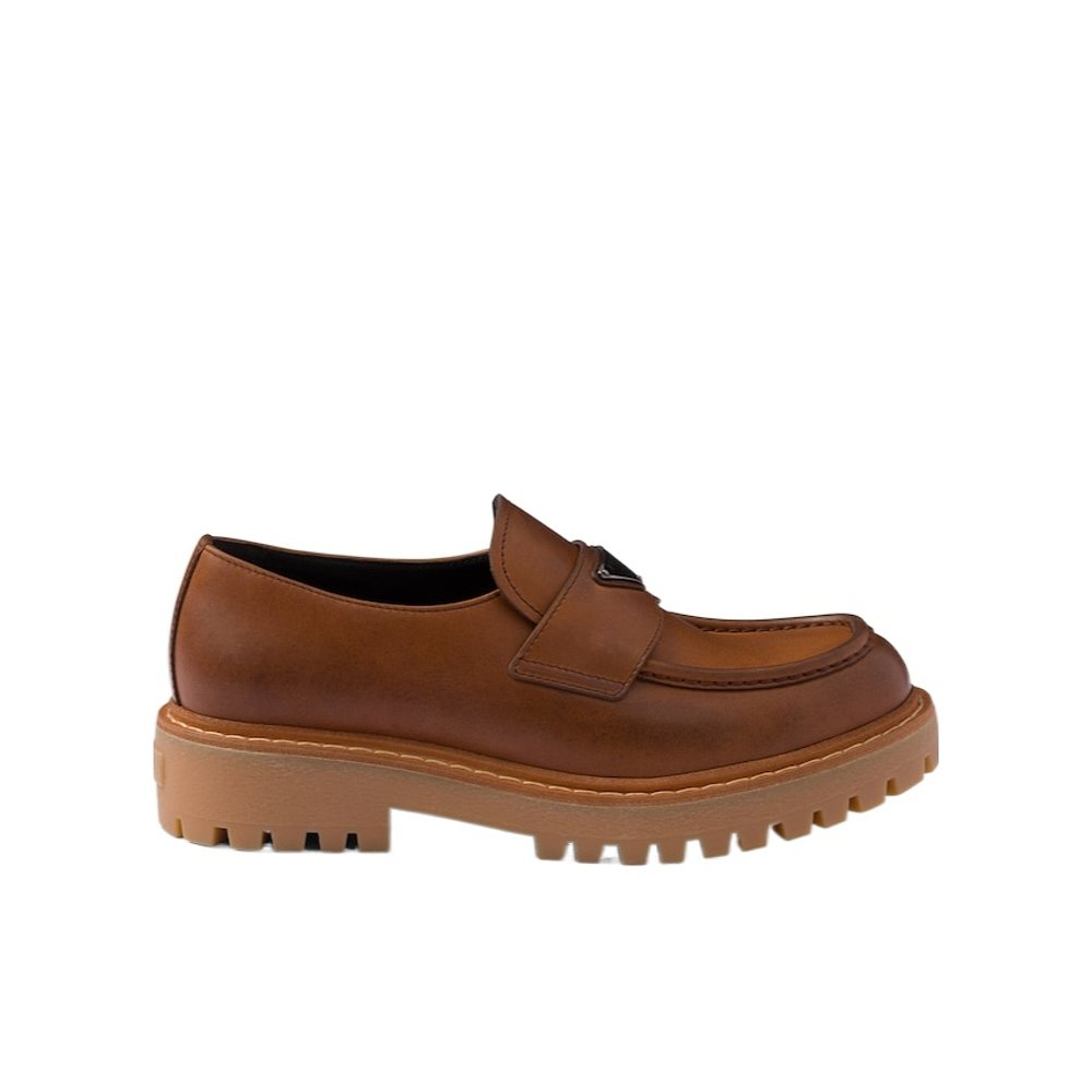 PRADA 男士商务休闲鞋 2DE151070FG000F0046 CO 棕色 徽标乐福鞋