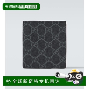 帆布二摺钱包 男士 舒 black黑色 香港直邮Gucci 1h可退 古驰