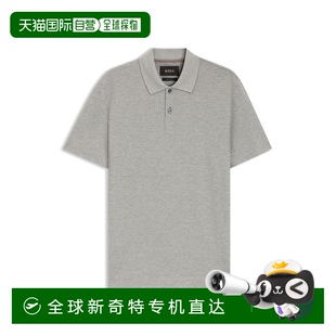 美国奥莱直发 自营 boss常规合身 棉和丝绸polo衫 银色