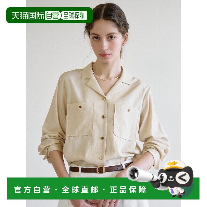 韩国直邮ANEDIT 女士Polo衫AN24ST1004BE Gold Button Open Collar