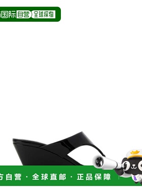 1h可退 香港直邮Prada 普拉达 女士 黑色皮质夹趾凉拖 1Y385OF055