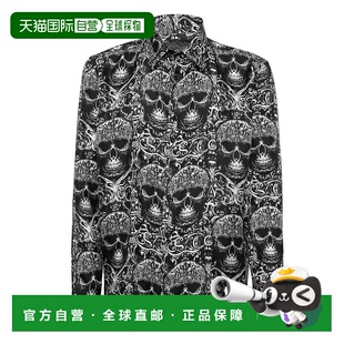 Shirt Silk All Over black 自营philipp Skull pleinPrinted