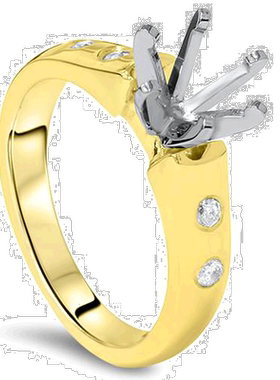 自营 pompeii3钻石半镶嵌大教堂订婚戒指 14K 戒托 - 14k 金 美国