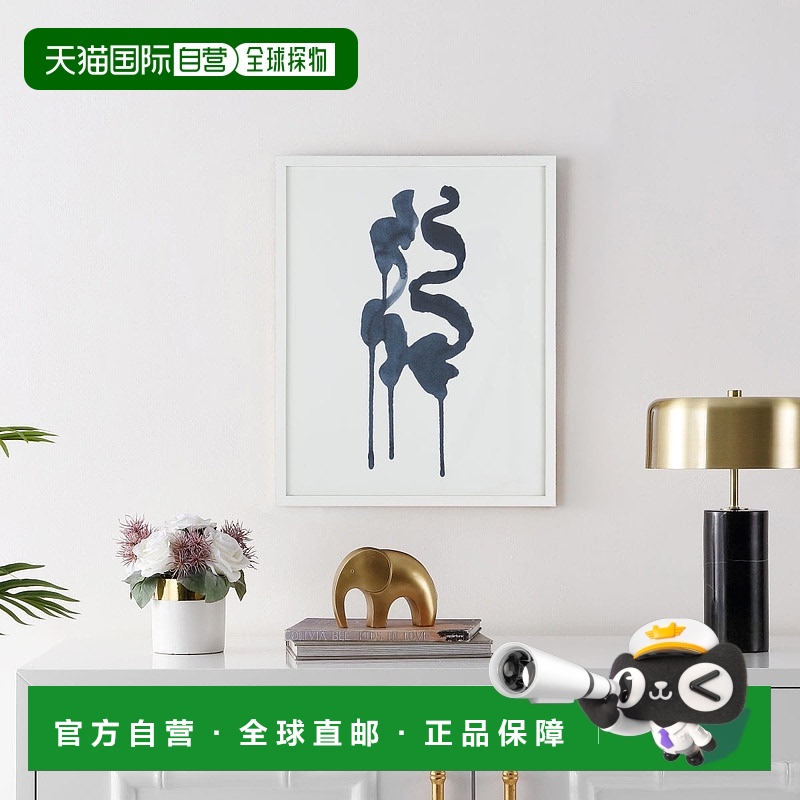 自营 Safavieh 墨水歌曲裱框壁画 - 牛仔布/象牙色 美国奥莱直发