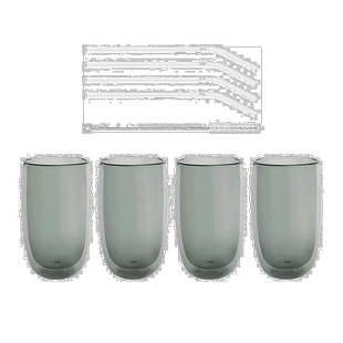 自营 ZWILLING Sorrento 8 件式双层拿铁玻璃和吸管套装 美国奥莱