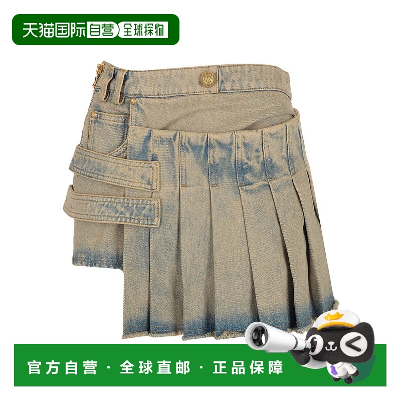香港直邮Balmain 牛仔半身裙 AF1LB076DD05a字裙