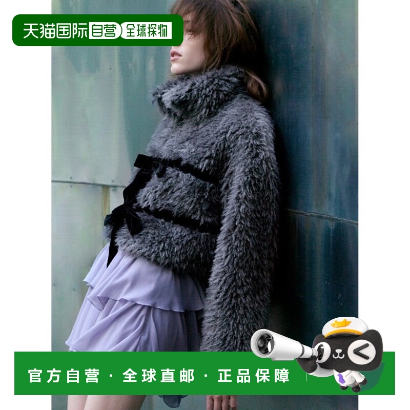 1h可退 日本直邮SNIDEL 女装 可爱蝴蝶结仿羊羔毛短外套 2WAY翻领