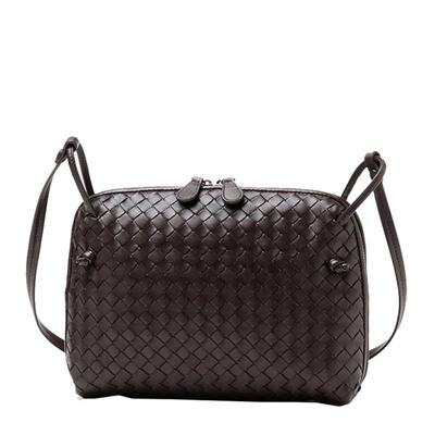 Bottega Veneta 葆蝶家 女士深棕色羊皮编织手提包 2