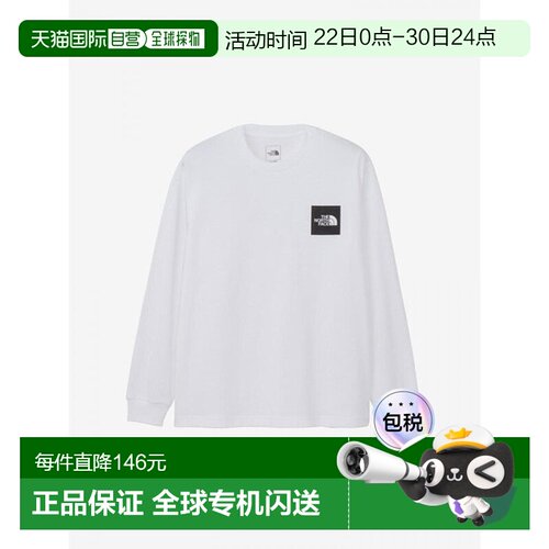 日本直邮THE NORTH FACE 长袖方形Logo T恤男女通用款NT82534-W