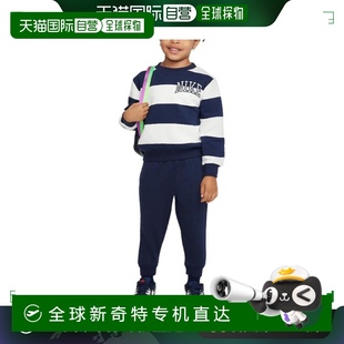 休闲运动套装 日本直邮Nike 宽松长裤 字母条纹圆领长袖 海军 童装