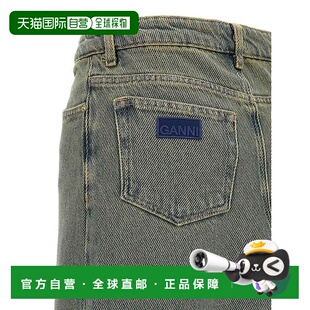 香港直邮GANNI 女士半身裙 J1477886 AW2024 绿色 Overdyed Heavy