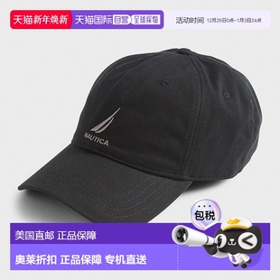Nautica 纯黑色 男士 级刺绣帽 奥莱直发诺帝卡帽子美国 自营