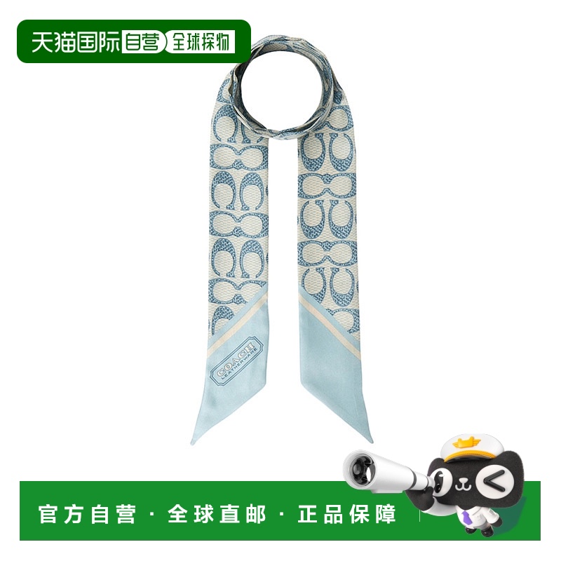 1h可退 香港直邮COACH 女士围巾 C2783LBL SS2025 蓝色 印花真丝
