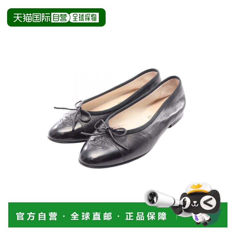 日本直邮中古二奢Chanel香奈儿女B级9新牛皮鞋黑色女鞋一脚蹬图片