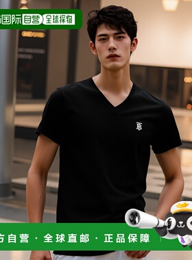 香港直邮BURBERRY 男士T恤 80172551 SS2022 黑色 专属标识装饰 V