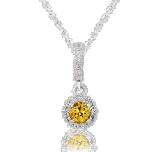 自营 Suzy Levian 纯银黄色蓝宝石和钻石点缀吊坠项链 - 黄色 美
