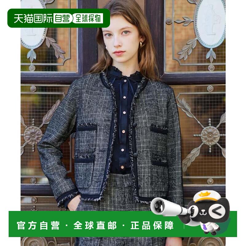 日本直邮DRESSTERIOR 循环格纹无领夹克 黑色219套装