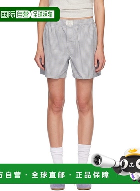 1h可退 香港直邮潮奢 Erl 女士 蓝色 Light Check Boxer 短裤 ERL
